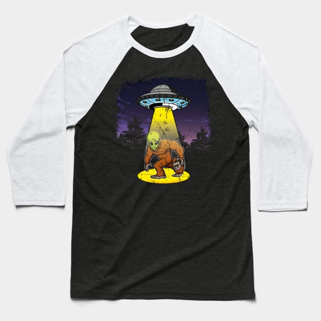 Bigfoot Is An Alien Baseball T-Shirt by ThreadWeird Apparel Company